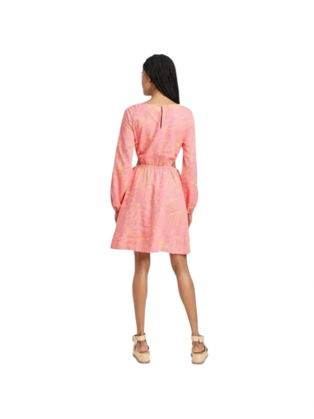 Universal Thread Pink Mini Dress with Yellow Floral Print